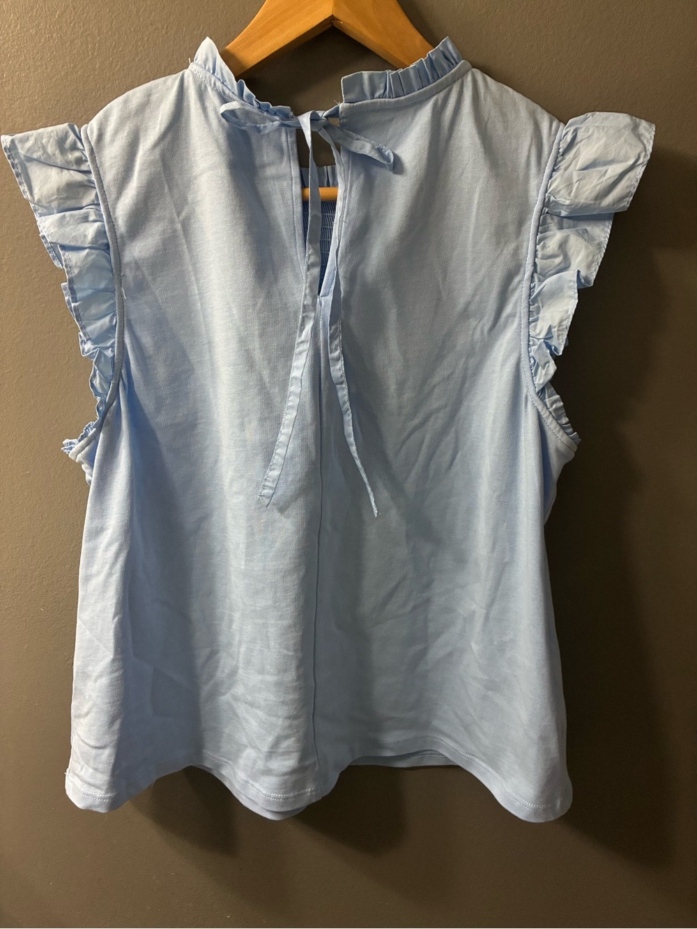 English Factory Light Sky Blue Smocking Yoke Tee. Size Large - Picture 8 of 11